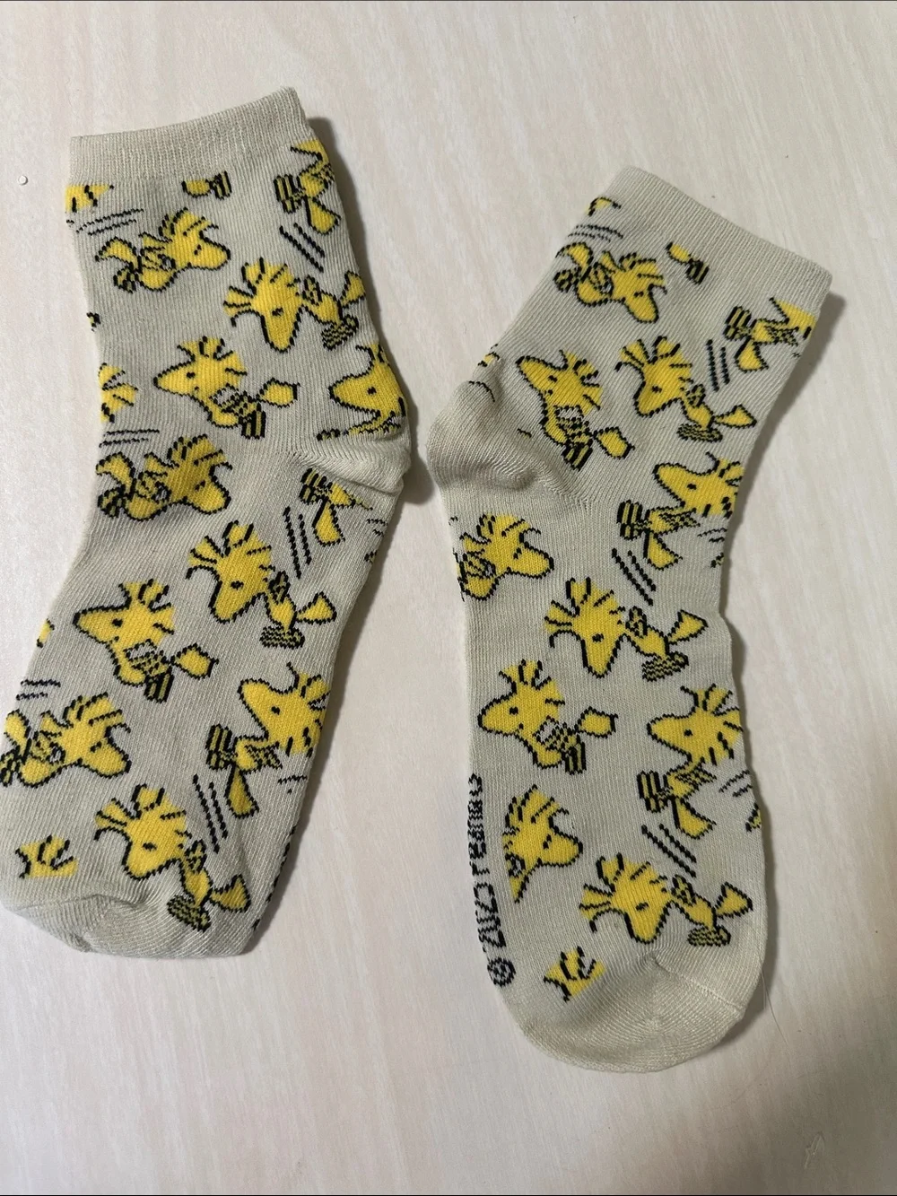 Yellow Woodstock Pattern Crew Socks - Fun Socks